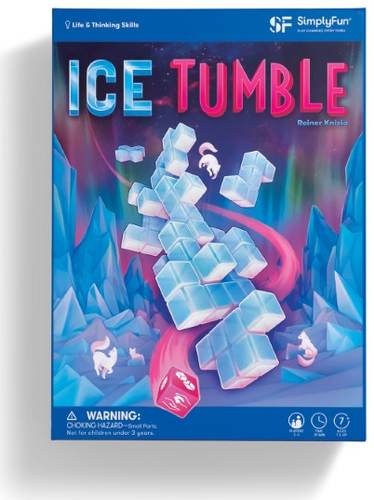 Ice Tumble SimplyFun game box with stacked ice blocks and an arctic background