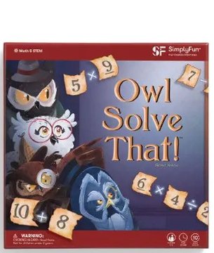 Owl Solve That! SimplyFun red box showing detective owls and number cards